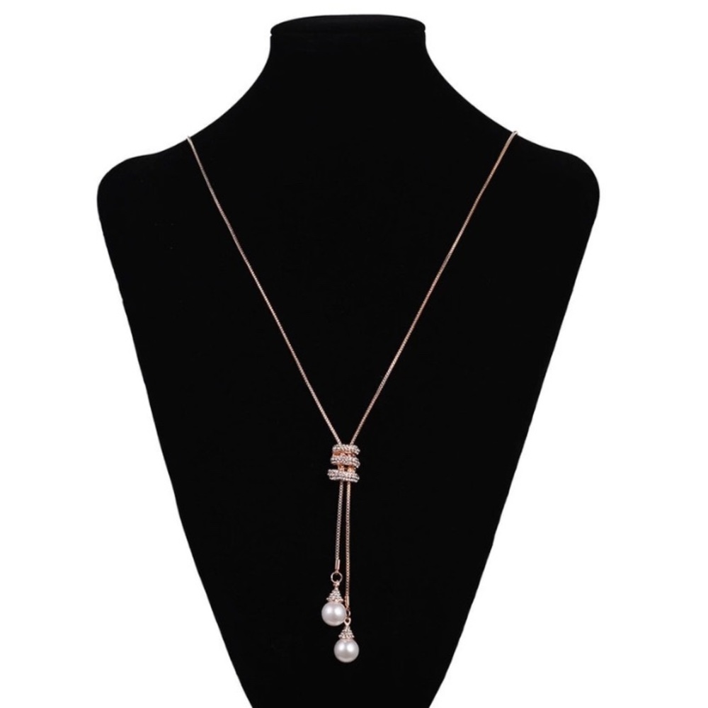Rose Gold Pearl Drop Necklace